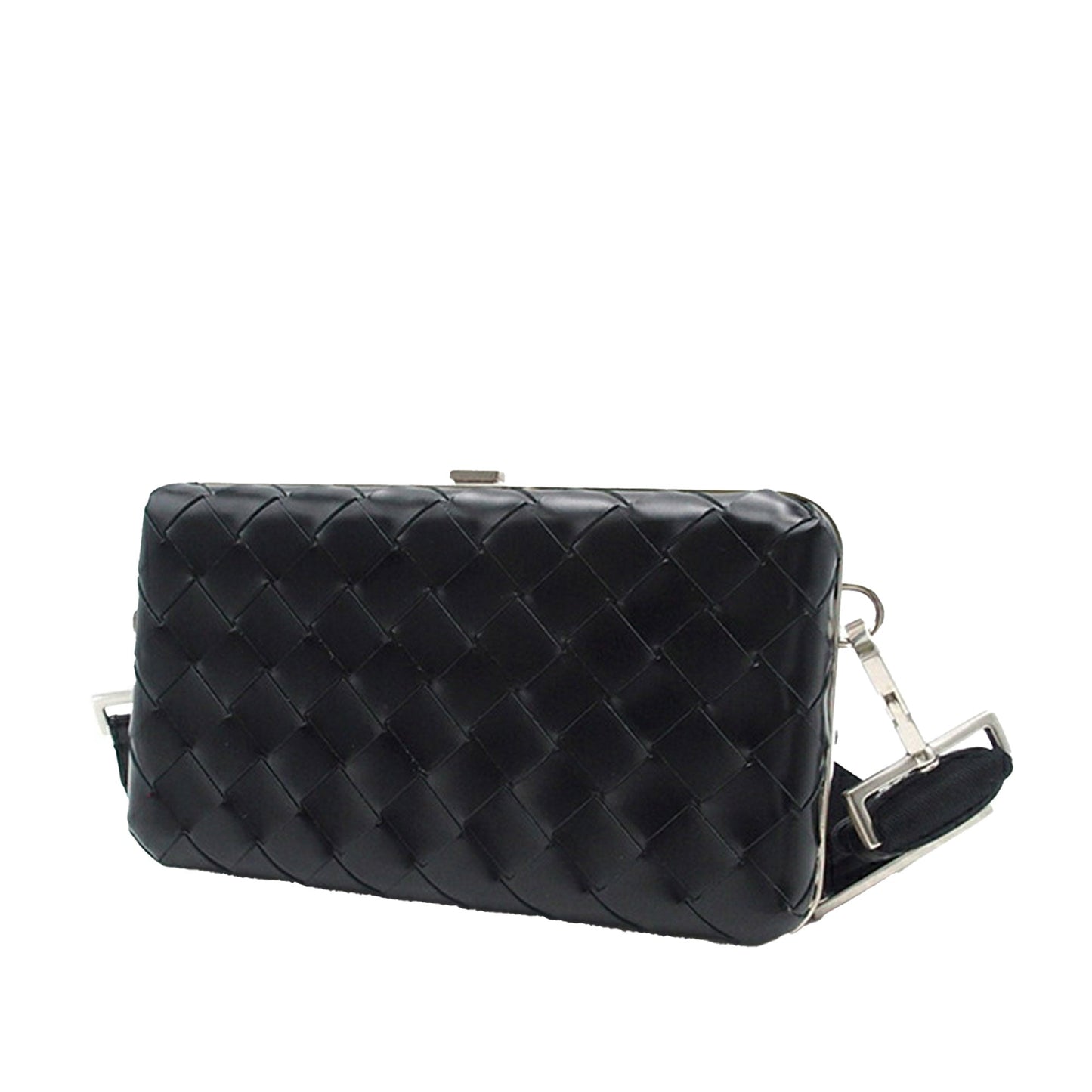 Black Bottega Veneta Spazzolato Intrecciato Box Messenger Bag