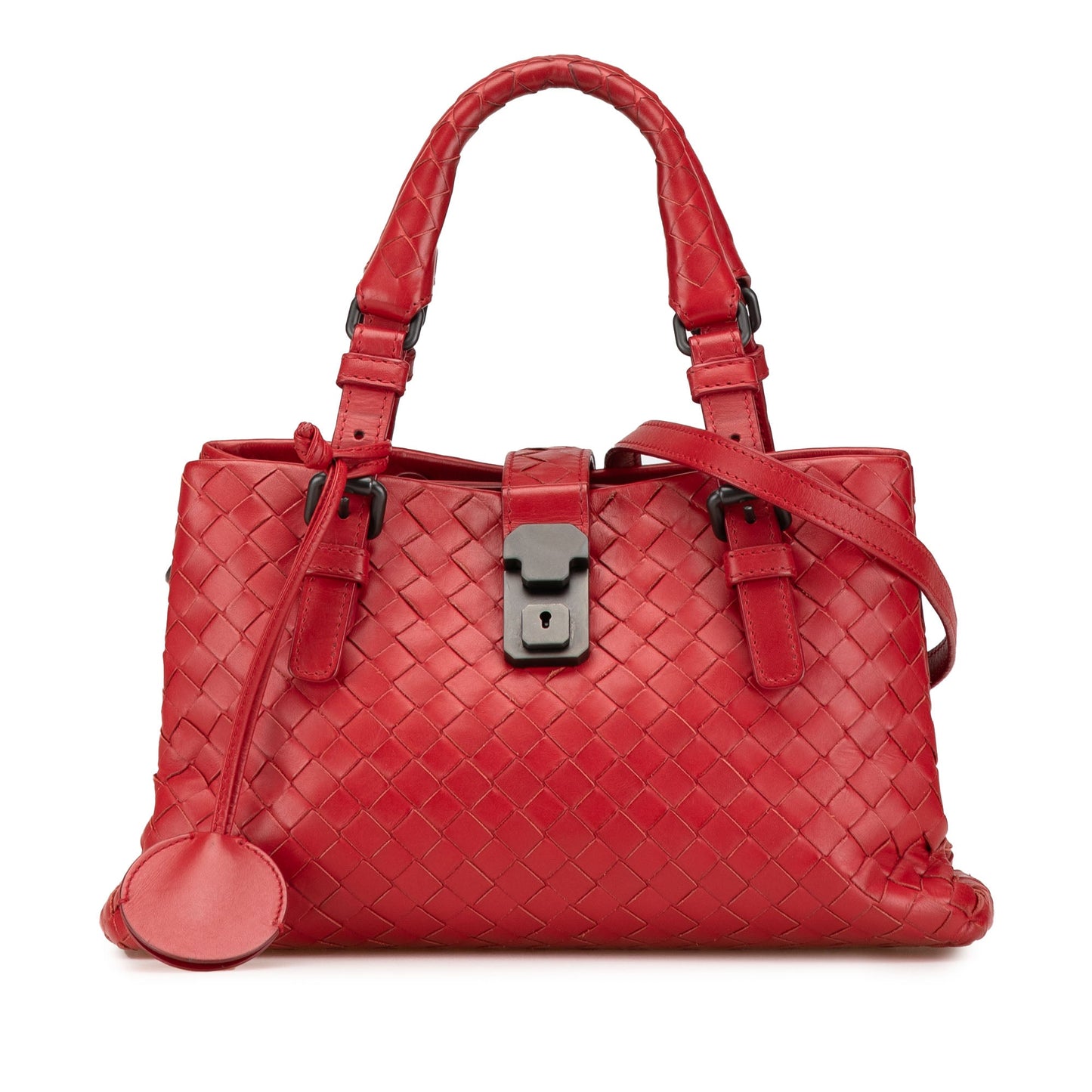 Red Bottega Veneta Mini Nappa Intrecciato Roma Satchel