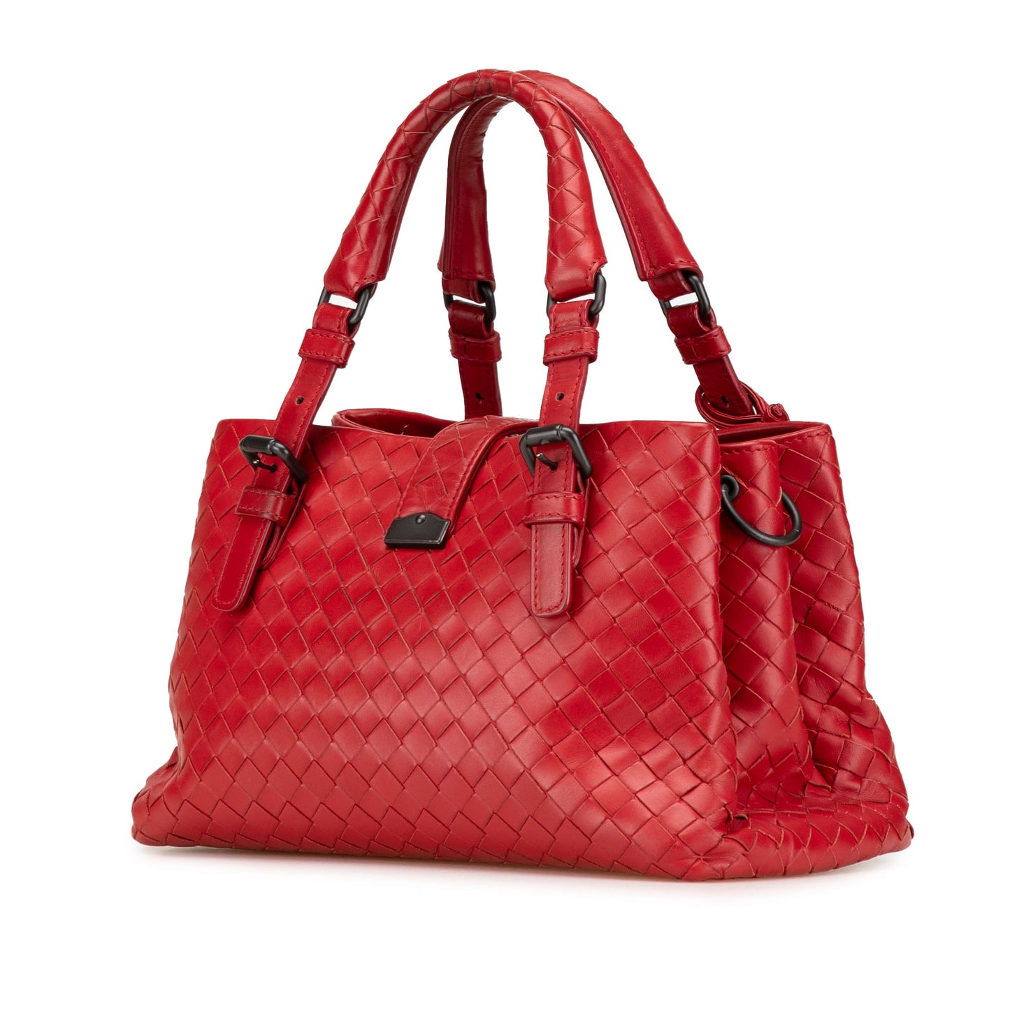 Red Bottega Veneta Mini Nappa Intrecciato Roma Satchel