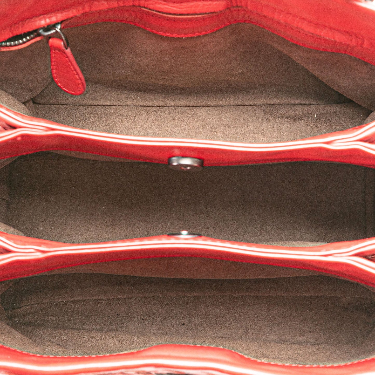 Red Bottega Veneta Mini Nappa Intrecciato Roma Satchel