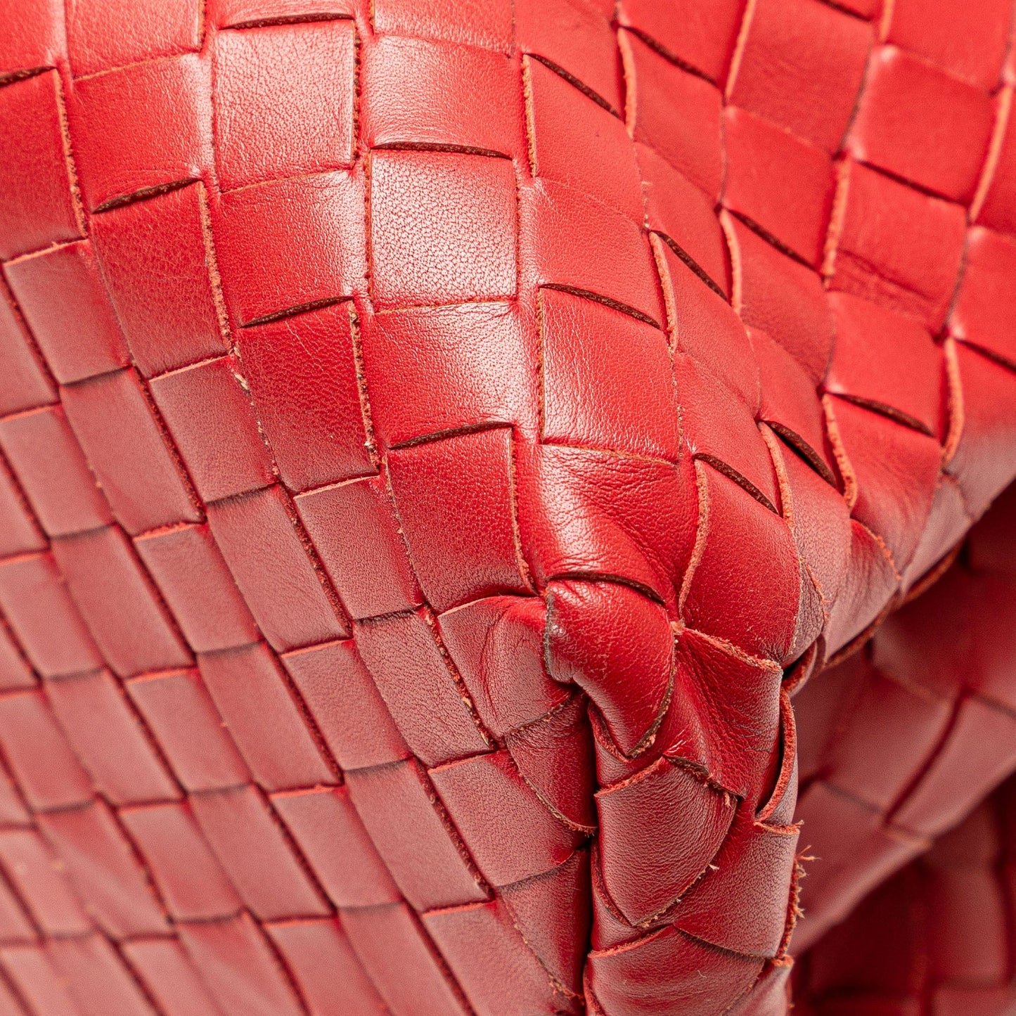 Red Bottega Veneta Mini Nappa Intrecciato Roma Satchel