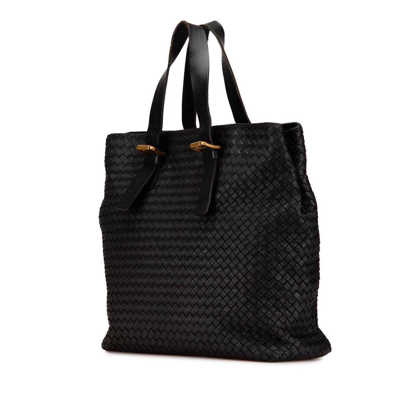 Black Bottega Veneta Nappa Intrecciato Belt Strap Tote