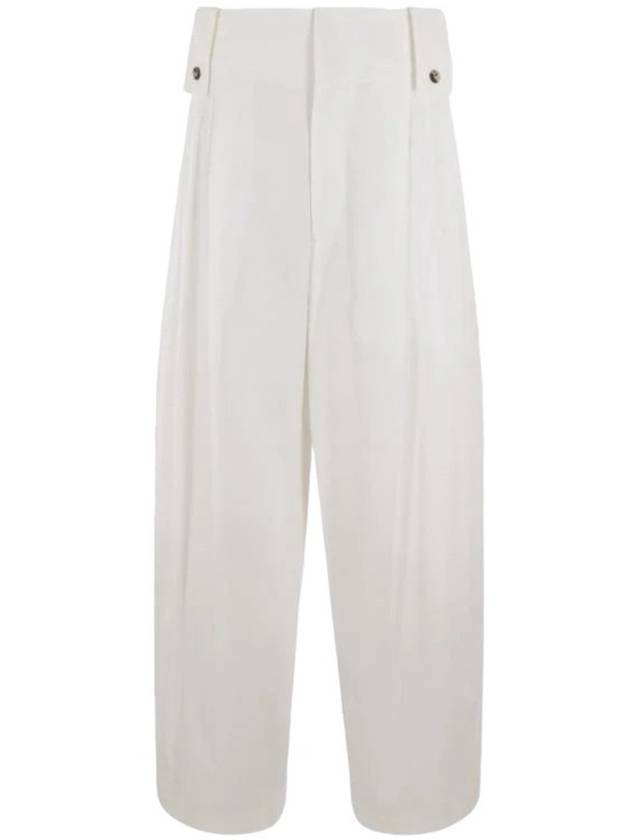 Bottega Veneta Women's High Waist Pintuck Wide Pants White