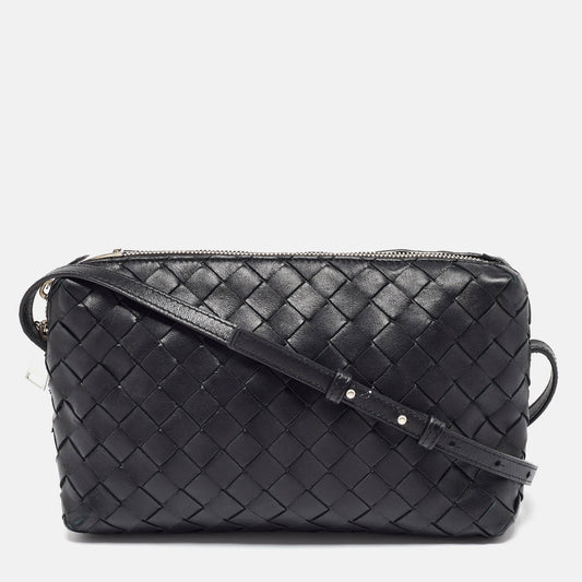 Bottega Veneta Black Intrecciato Leather Crossbody Bag