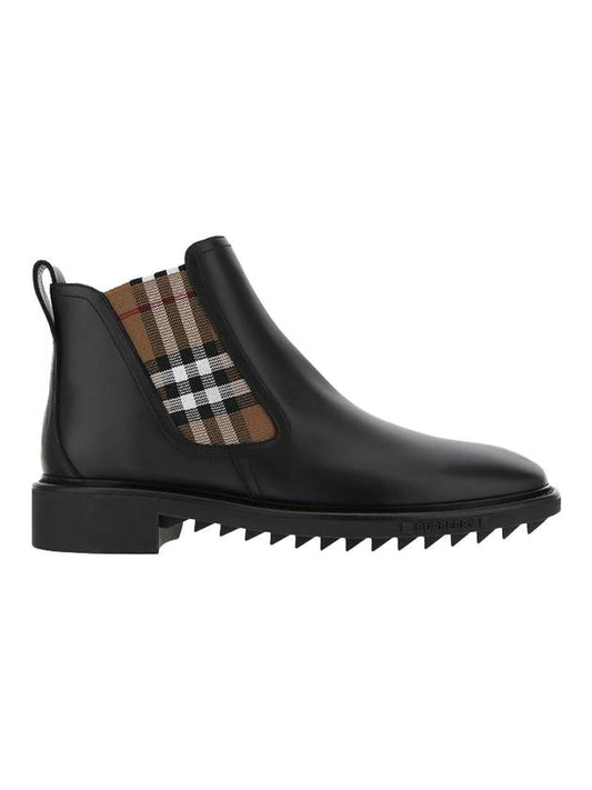 Burberry Men's Vintage Check Panel Chelsea Boots Black