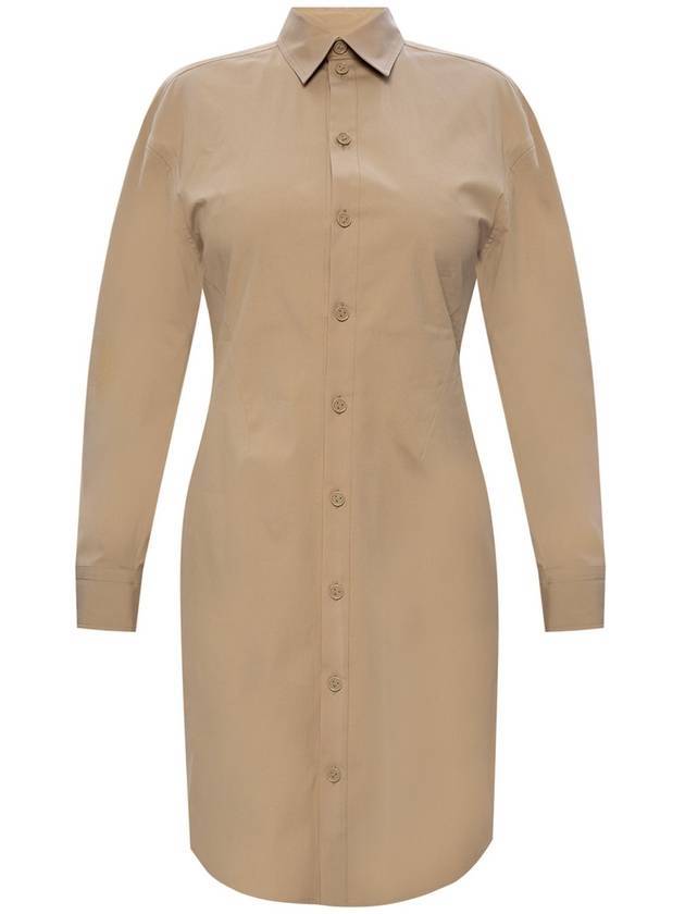 Bottega Veneta Button Up Shirt Midi Dress Beige