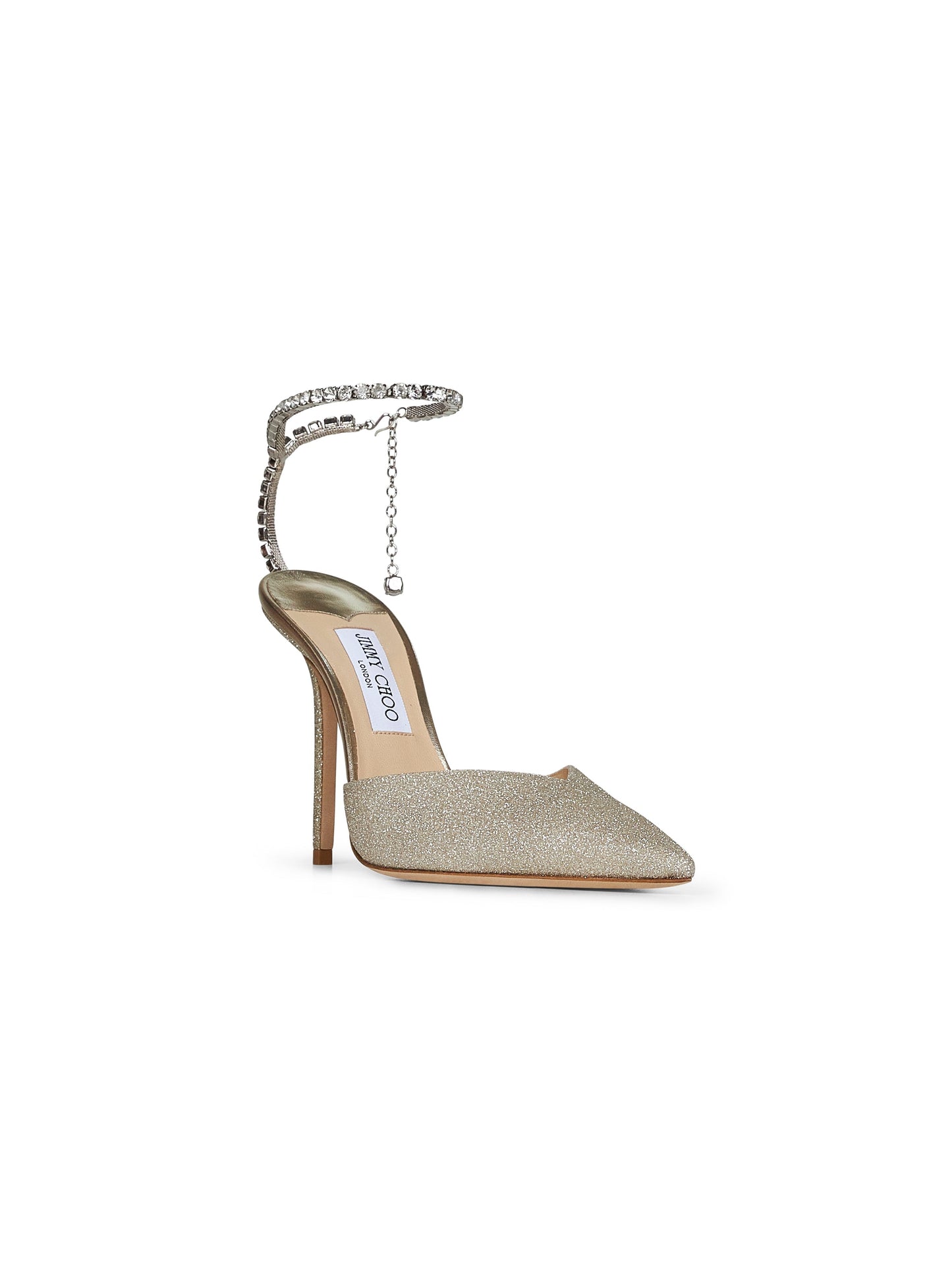 Jimmy Choo Women Platinum Glitter Saeda 100 Pumps