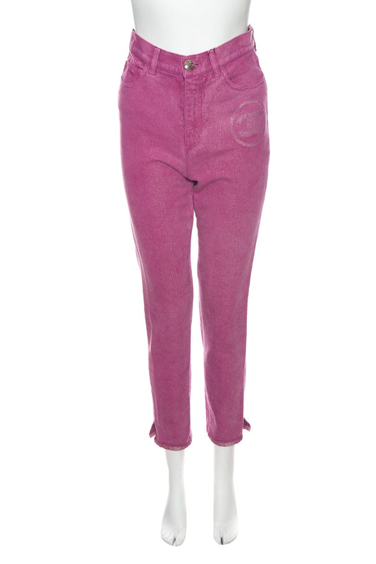 Chanel 2023 Pink Interlocking CC Logo Skinny Jeans SZ 36