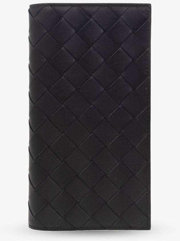 Bottega Veneta Intrecciato Leather Slim Long Wallet Black