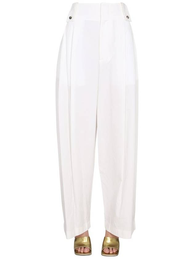 Bottega Veneta Women's High Waist Pintuck Wide Pants White