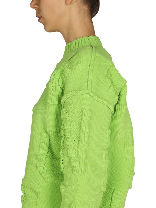 Bottega Veneta Chenille Alphabet Emboss Logo Knit Top Green