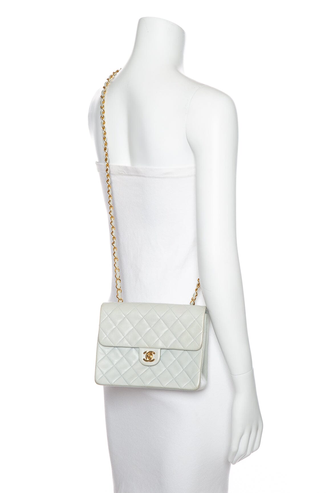 Chanel Vintage (1991-1994) Powder Blue Square Flap Shoulder Bag