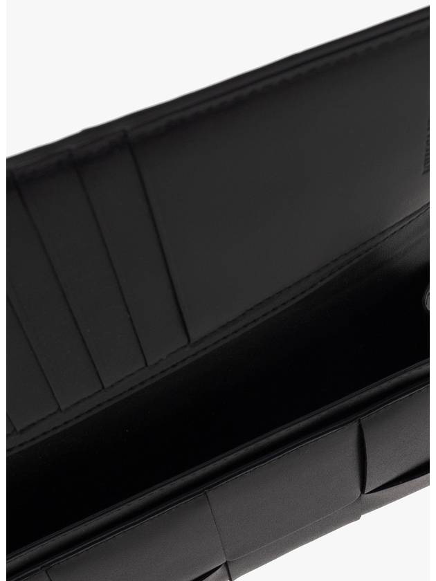 Bottega Veneta Intrecciato Vertical Long Wallet Black