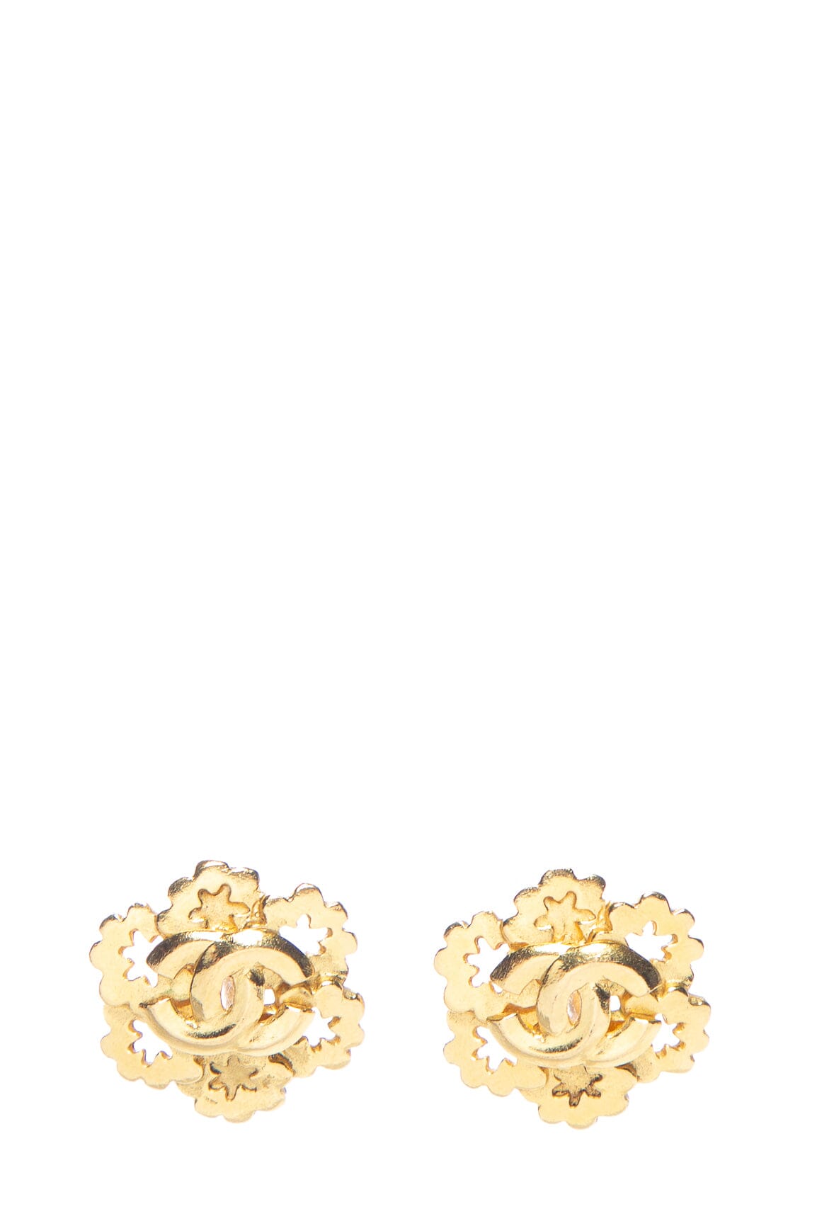 Chanel Vintage 1996 Spring Gold Clip Earrings