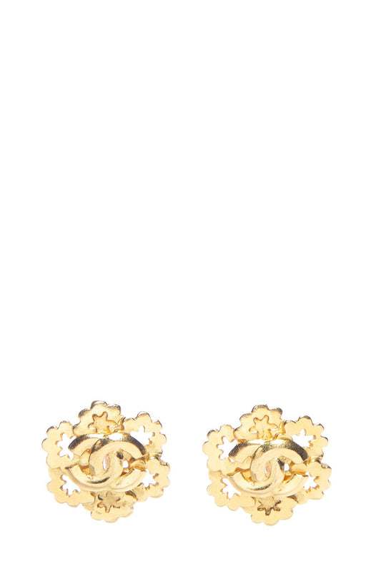 Chanel Vintage 1996 Spring Gold Clip Earrings