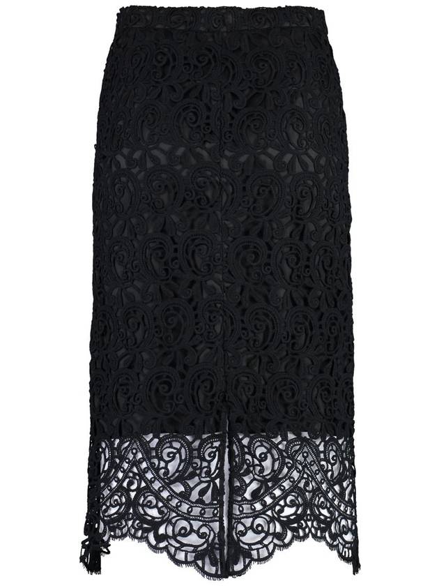 Burberry Women's Macrame Lace Pencil Skirt Black