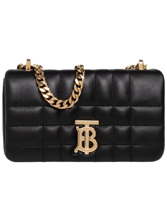 Burberry Quilted Lula Mini Leather Cross Bag Black
