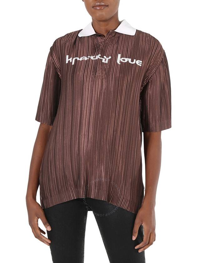 Burberry Burberry Krazy Love Print Pleated Polo Shirt, Brand Size 4 (US Size 2)