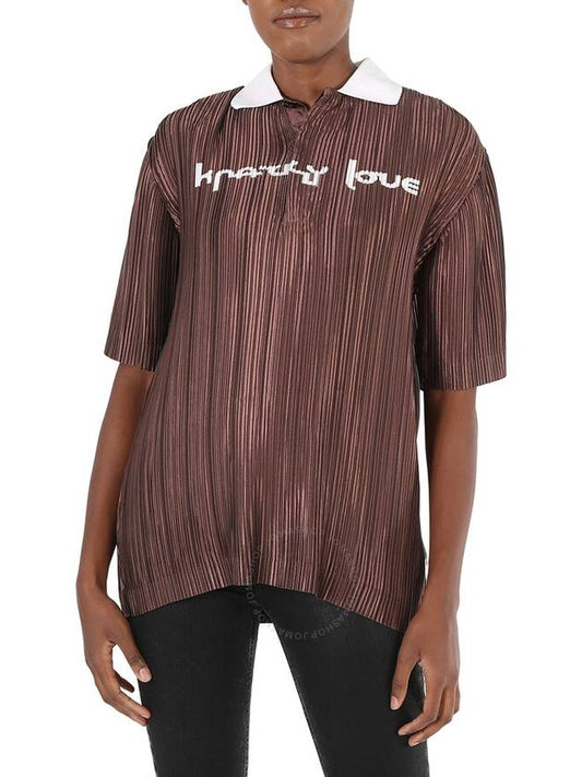 Burberry Burberry Krazy Love Print Pleated Polo Shirt, Brand Size 4 (US Size 2)