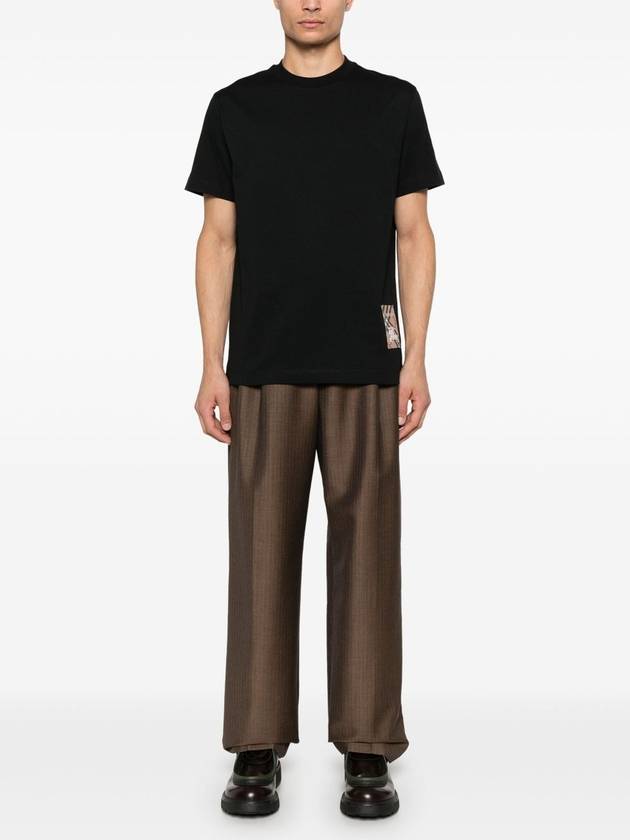 Burberry Check Label Cotton Short Sleeve T-Shirt Black