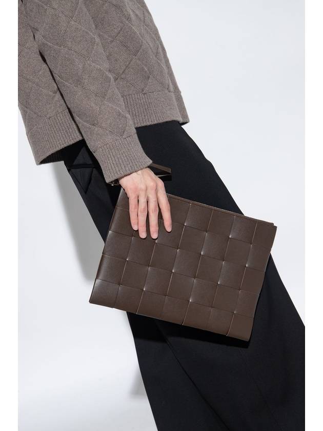 Bottega Veneta Intrecciato Weaving Strap Clutch Bag Brown