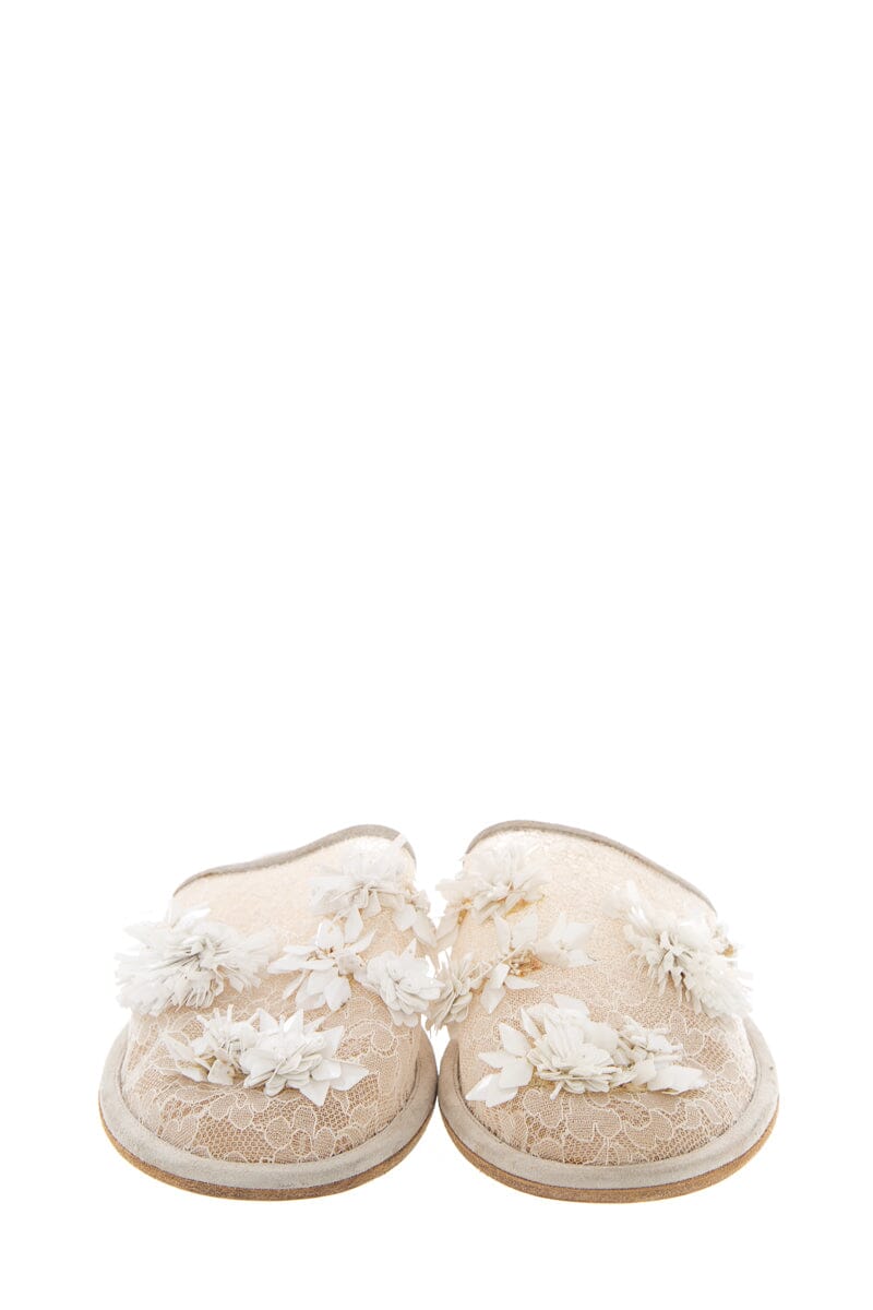 Balenciaga Sheer Floral Lace White Slipper SZ 37