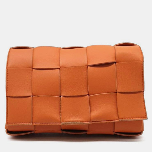Bottega Veneta Orange Leather Cassette Shoulder Bag