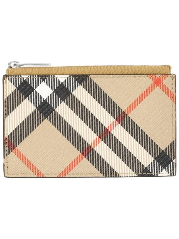 Burberry Check Zip Card Wallet Sand