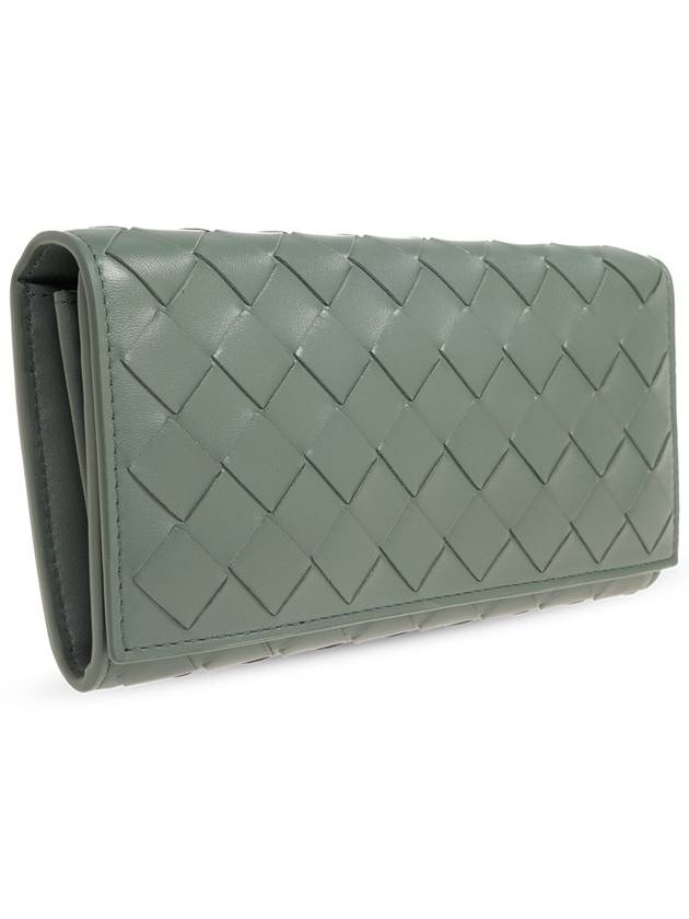 Bottega Veneta Intrecciato Flap Long Wallet Aloe