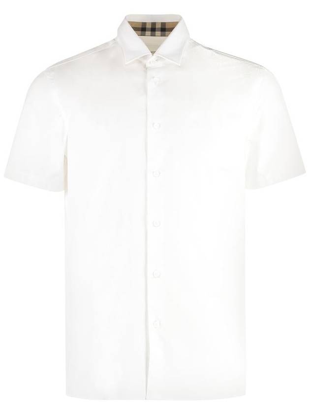 Burberry Men's Logo Cotton Short Sleeve Shirt White