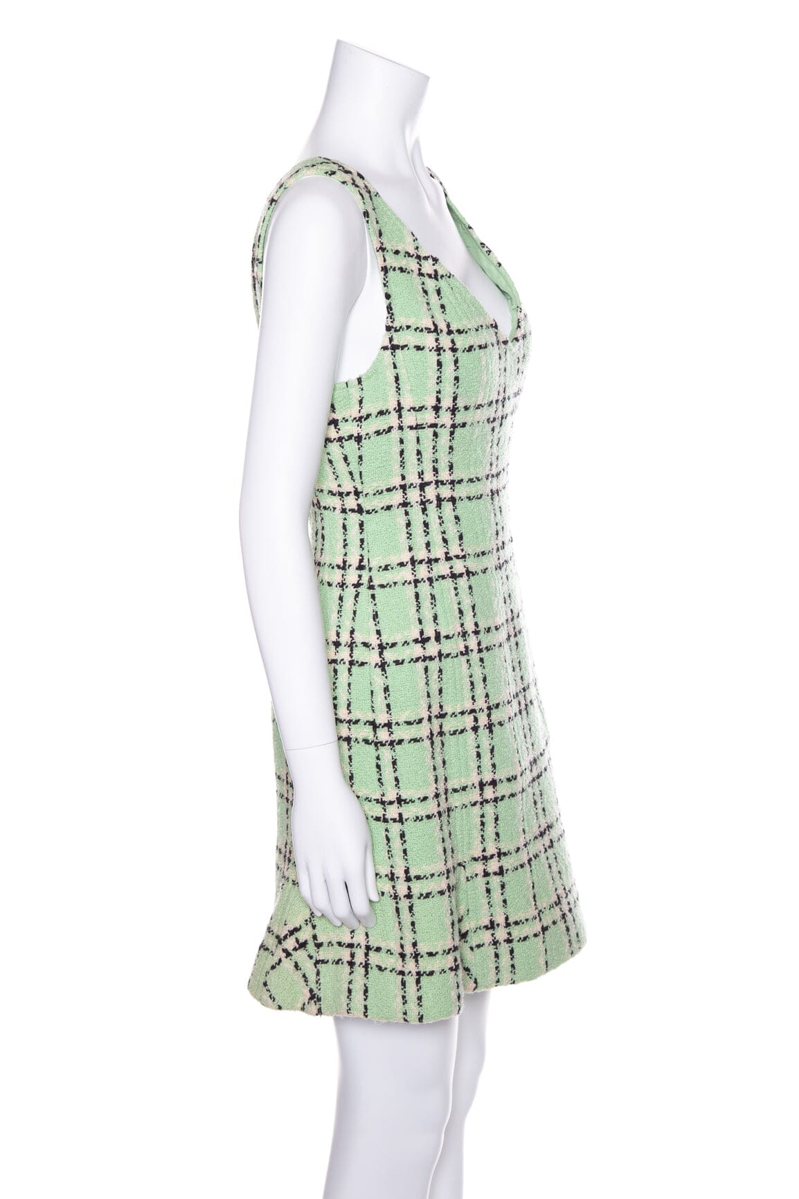 Chanel Green and Black Tweed Dress and Jacket Set SZ 40