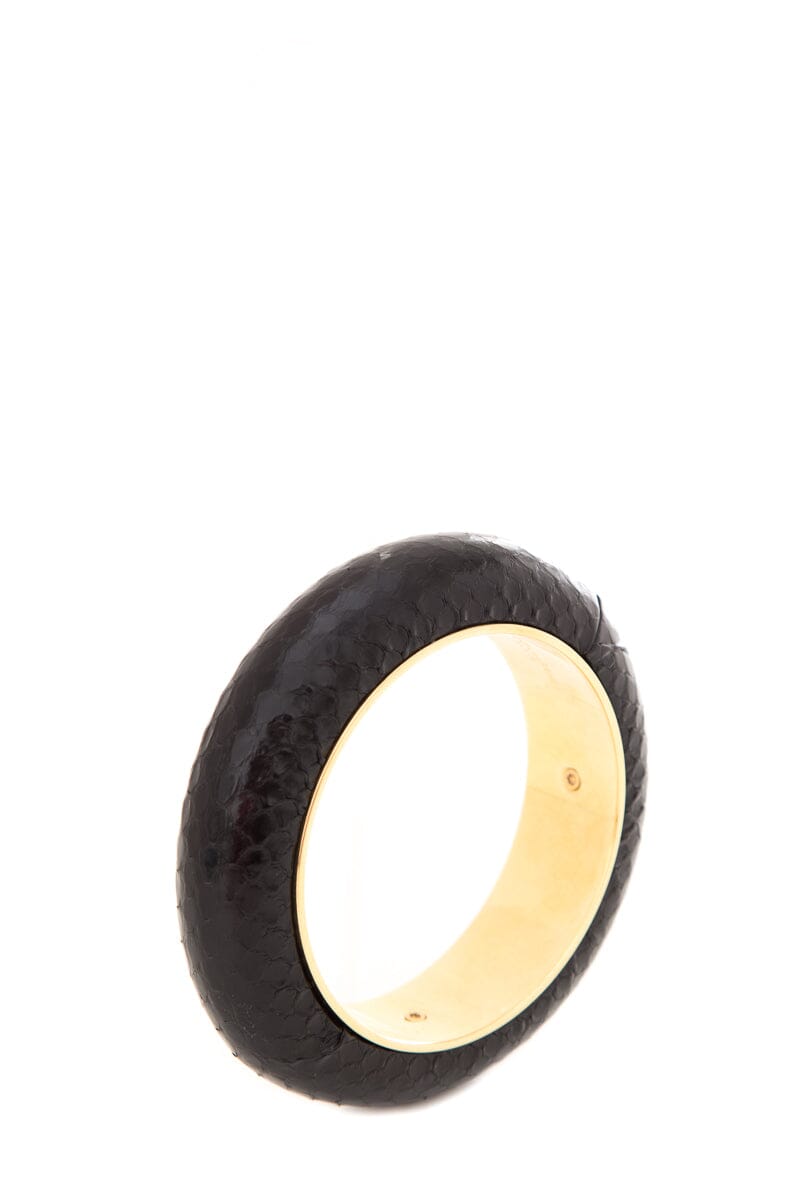 Saint Laurent Black Exotic & Gold Bangle Bracelet