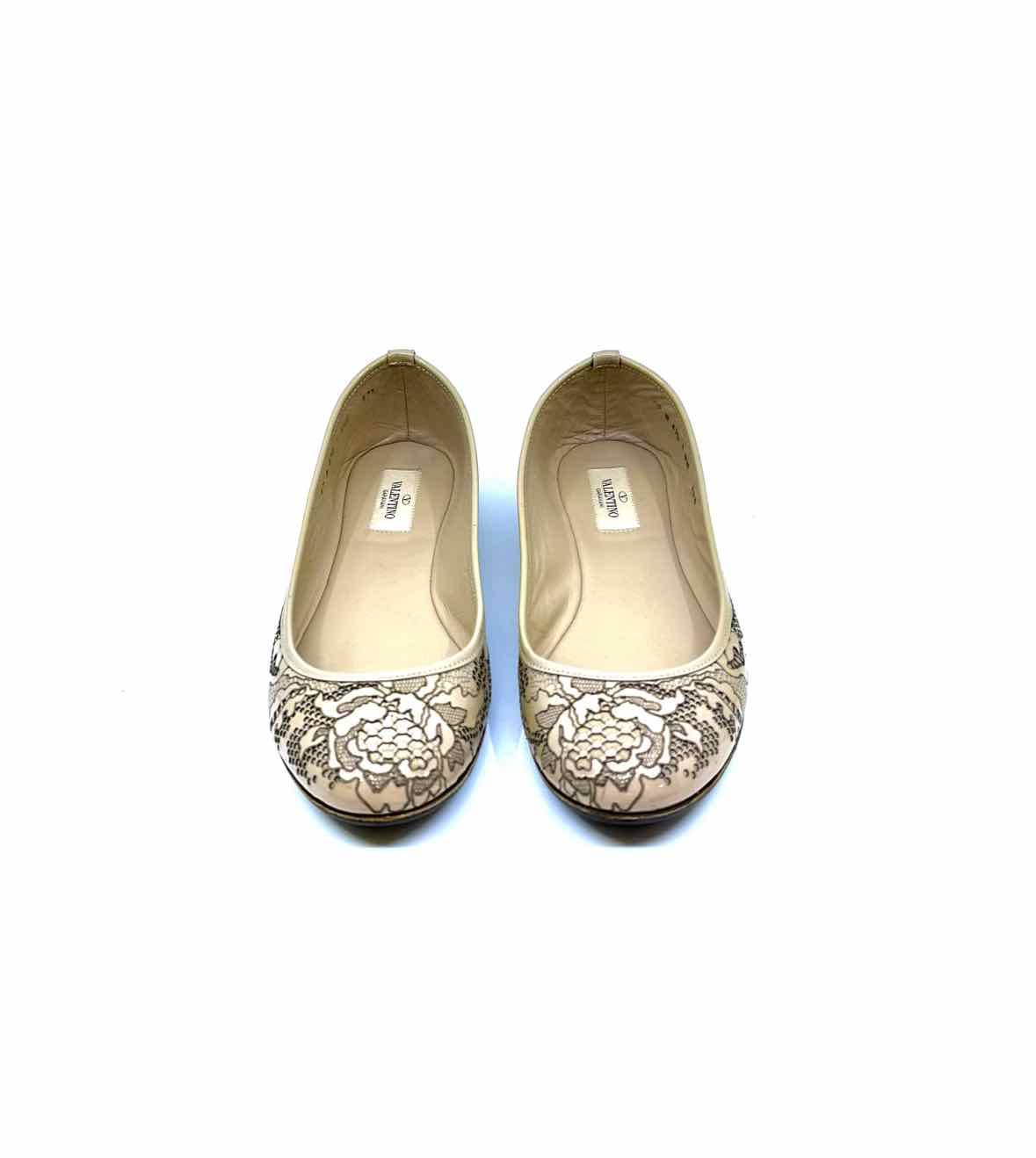 VALENTINO Size 7.5 Nude Patent Leather Flats