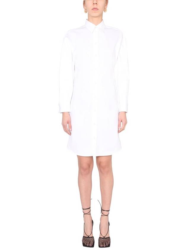 Bottega Veneta Long Sleeve Shirt Midi Dress White