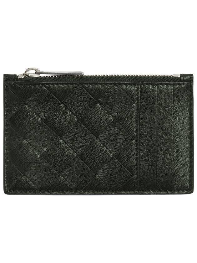 Bottega Veneta Intrecciato Zipper Card Wallet Dark Green