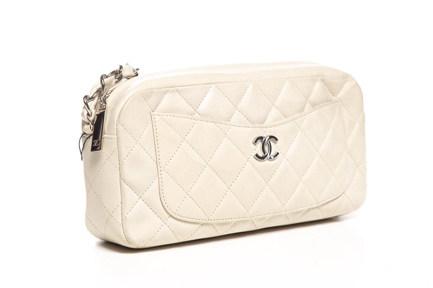 Chanel Cream Quilted Leather Interlocking CC Camera Shoulder Bag