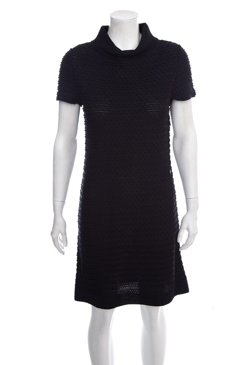 Chanel Black  Short Sleeve Turtleneck Dress SZ 36