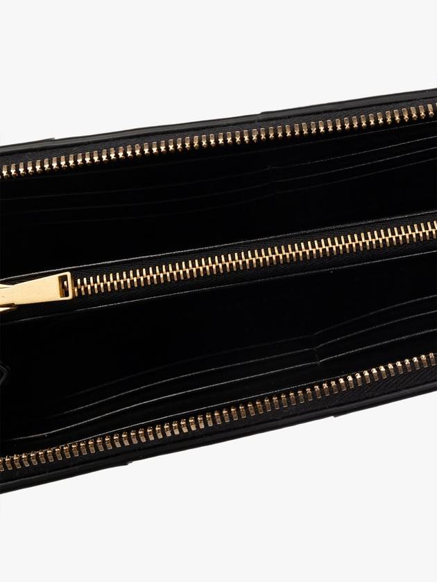 Bottega Veneta Intrecciato Zipper Around Long Wallet Black