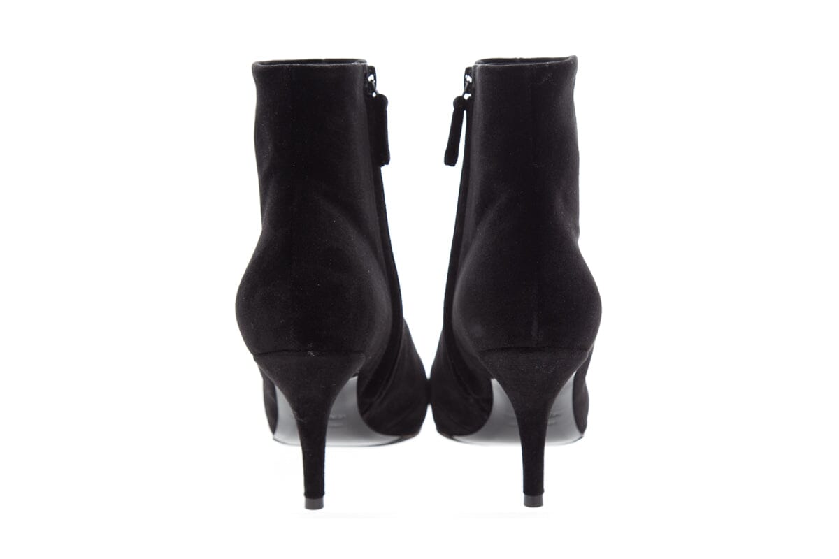 Balenciaga Black Velvet Pointed Toe Booties SZ 36