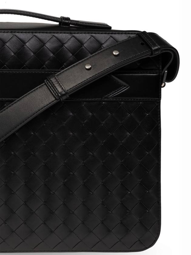 Bottega Veneta Intrecciato Leather Brief Case Black