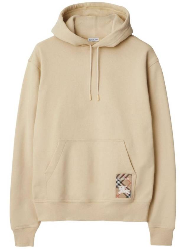 Burberry Check Label Cotton Hoodie Nutmeg