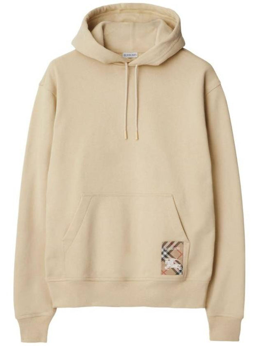 Burberry Check Label Cotton Hoodie Nutmeg