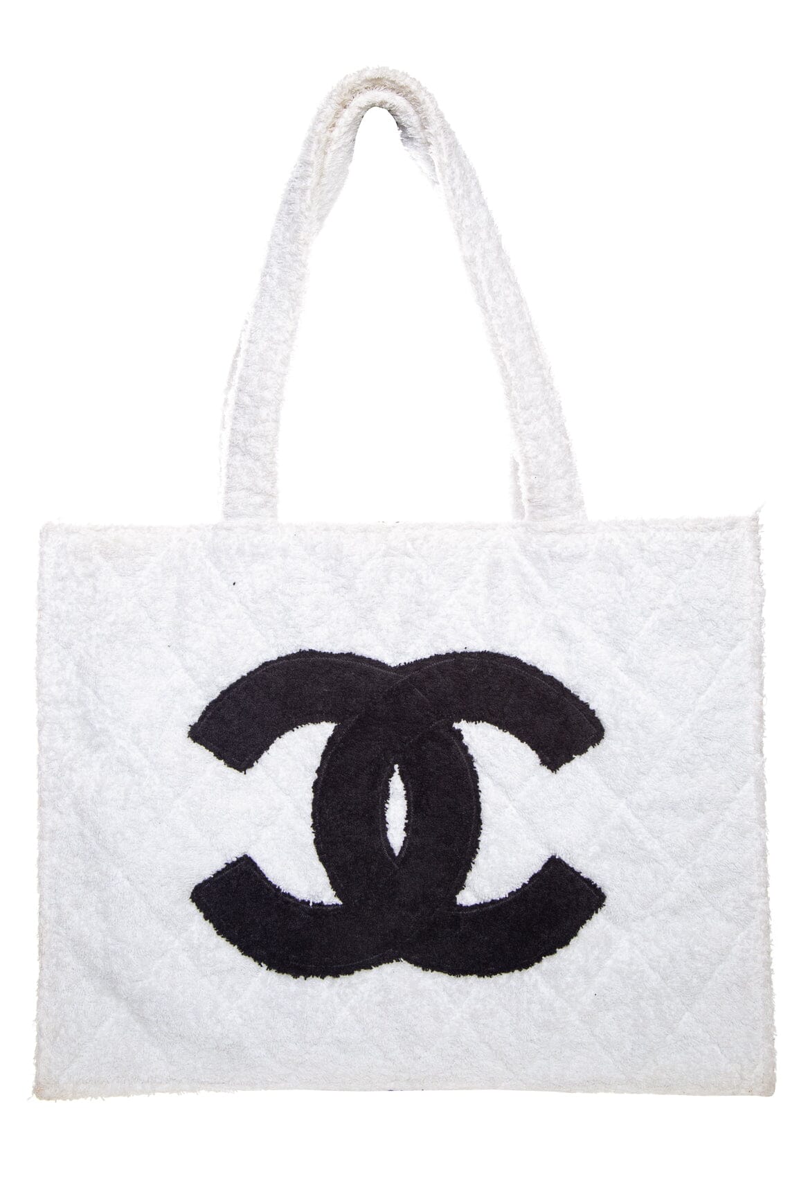 Chanel Vintage 1989/91 Black/White CC Terry Cloth Tote