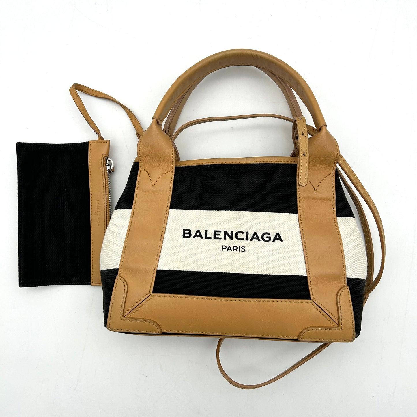 Balenciaga Black Navy Cabas S Canvas Tote Bag Multiple colors Leather Cloth Pony LA7168