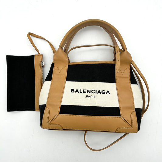 Balenciaga Black Navy Cabas S Canvas Tote Bag Multiple colors Leather Cloth Pony LA7168