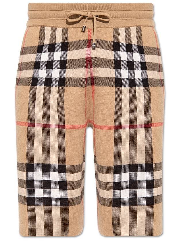 Burberry Jacquard Check Pattern Silk Wool Banding Shorts Beige