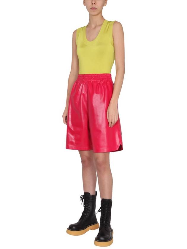 Bottega Veneta Women's Shiny Leather Bermuda Shorts Snapdragon