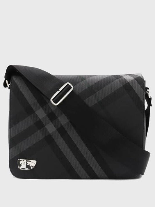 Burberry Grid Check Messenger Bag Charcoal