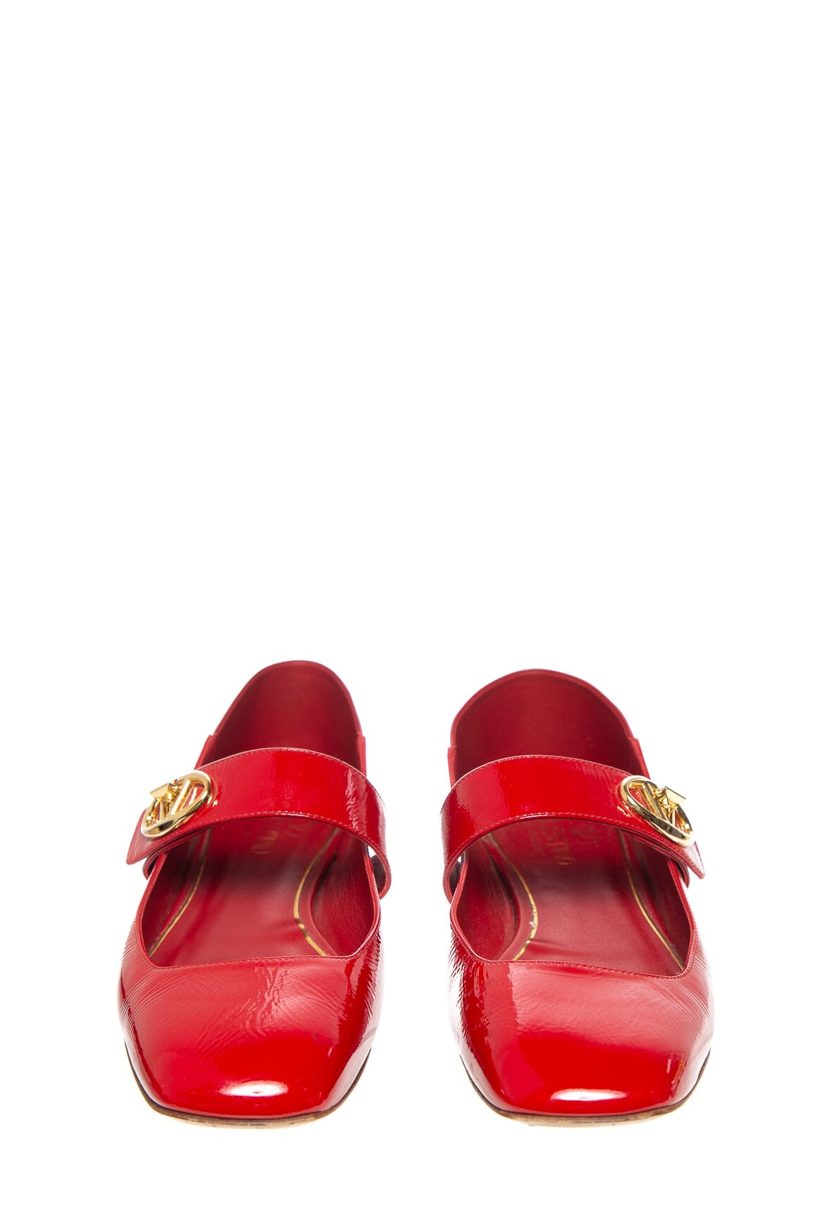 Valentino Red Patent Leather "V'" Logo Flats SZ 39
