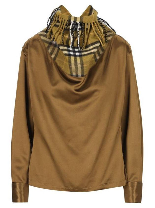 Burberry Check Scarf Long Sleeve T Shirt Brown
